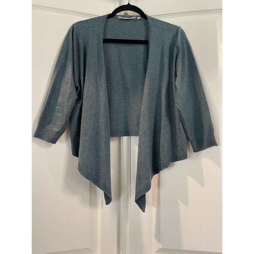 Soft Surroundings Cardigan Sweater Womens PXL Blue Open Front Lightweight Knit